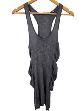 Derek Heart Gray Draped Tank Top Racerback Ruched Tunic Women’s Large